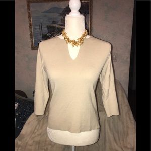S - New York & Company beige v-neck tunic sweater